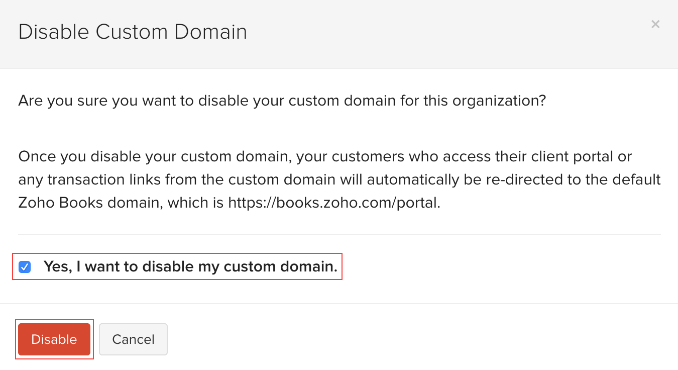 Disable Custom Domain