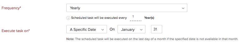 Execute Yearly