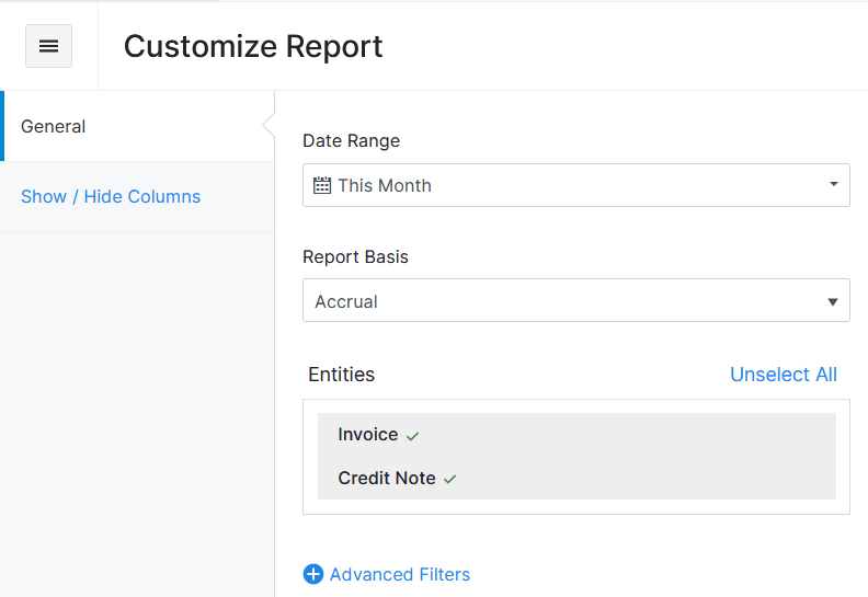 Customize Sales Reverse Charge Summary report