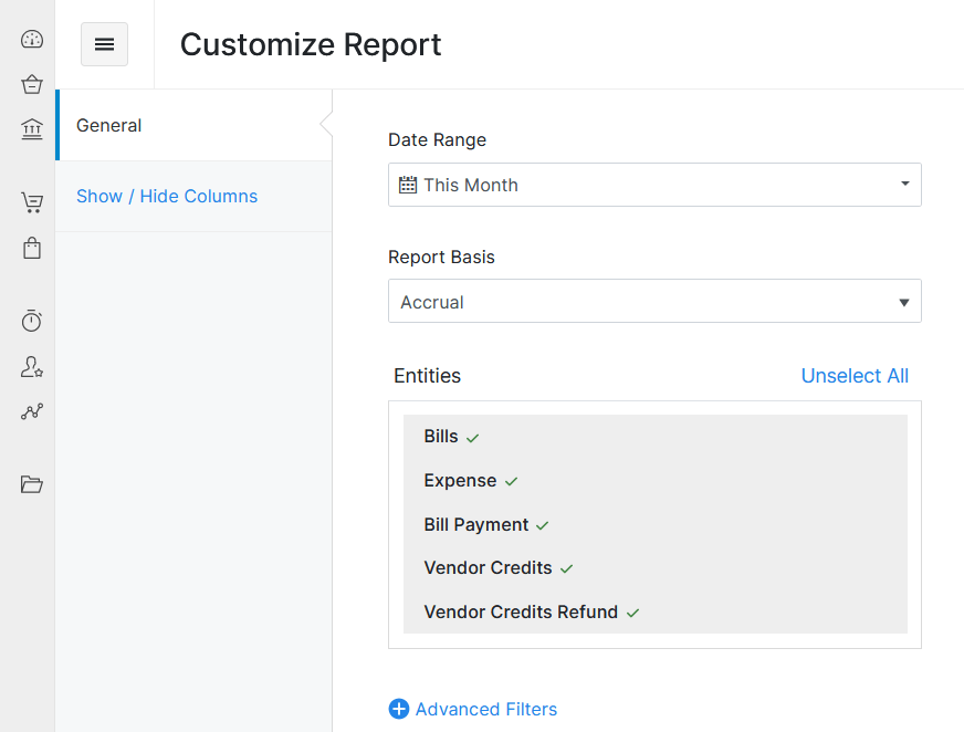 Customize Reverse Charge Summary report