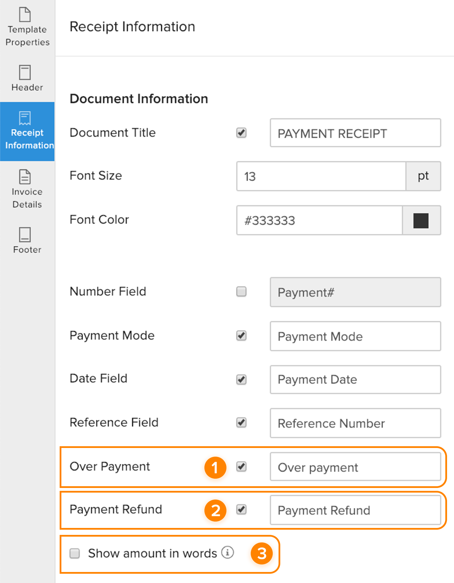 Template Payment Receipts