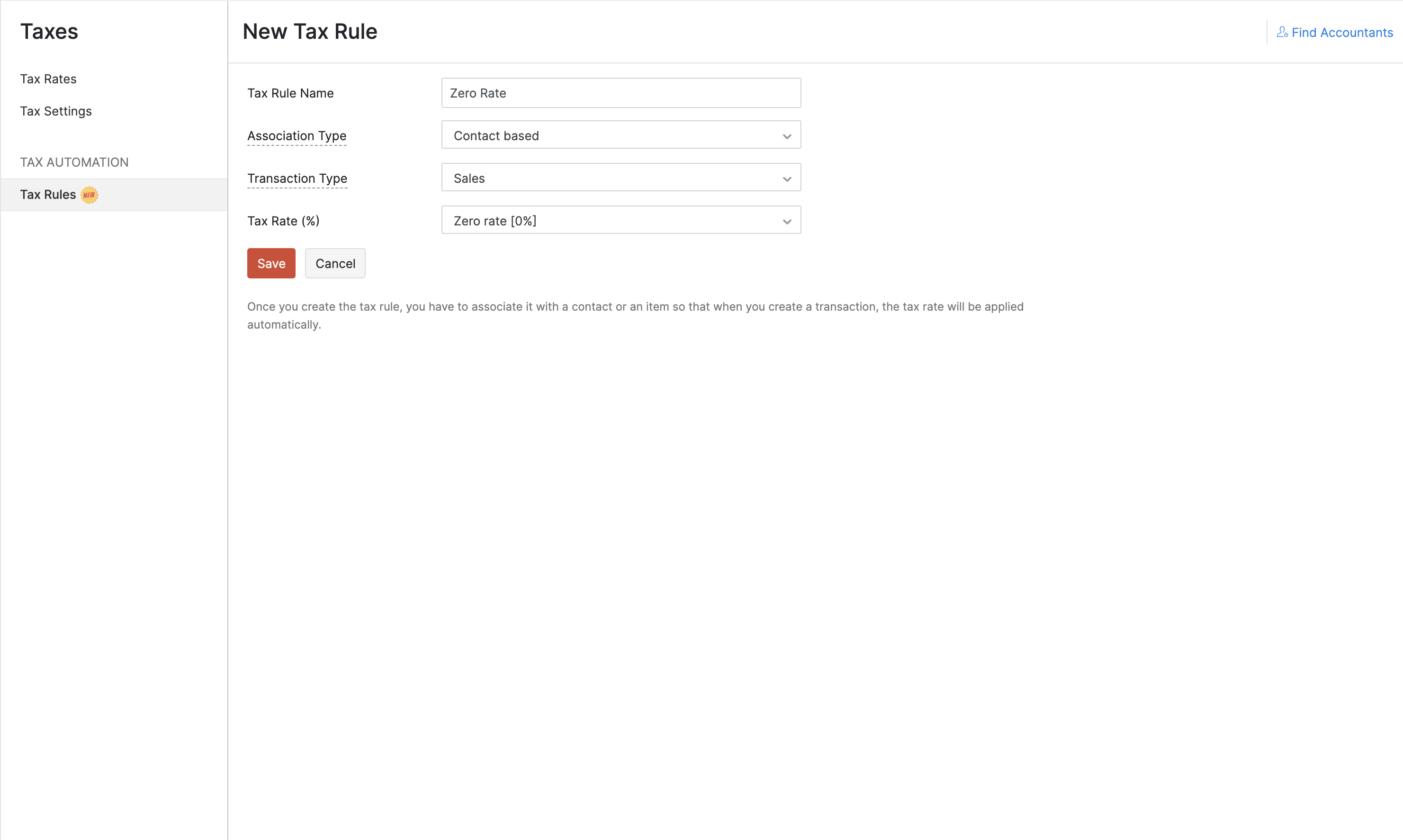 Create contact based tax rule