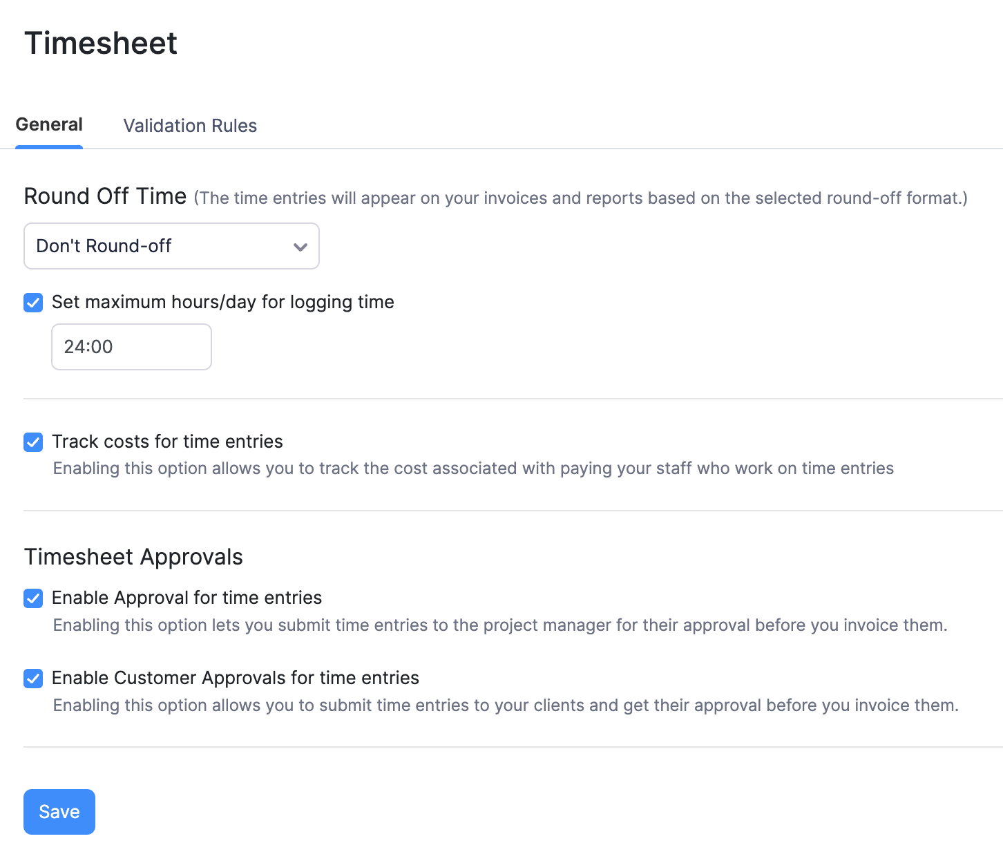 Timesheet Preferences