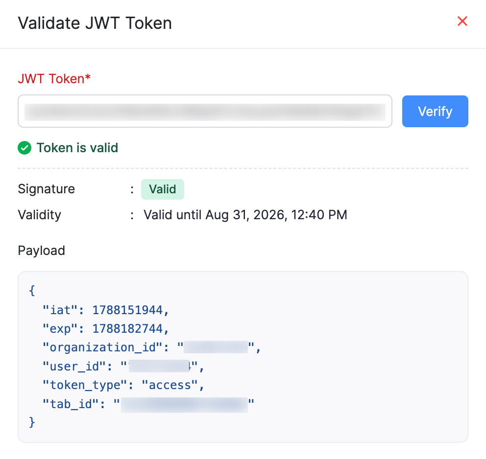 Validate JWT Token