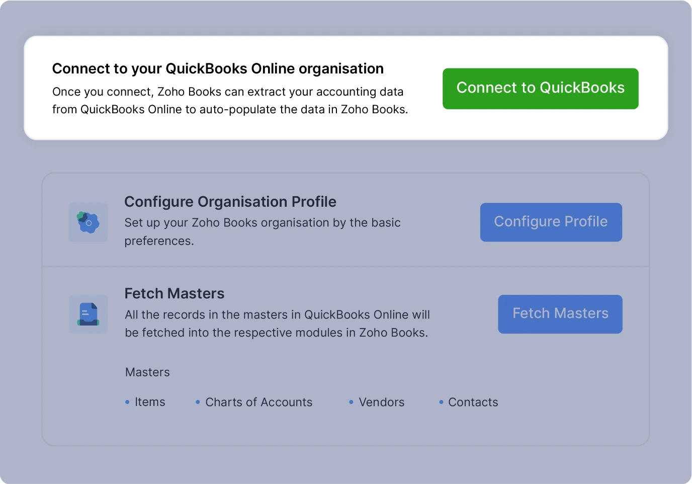 Connect to your QBO Organization | Migrate from QBO to Zoho Books