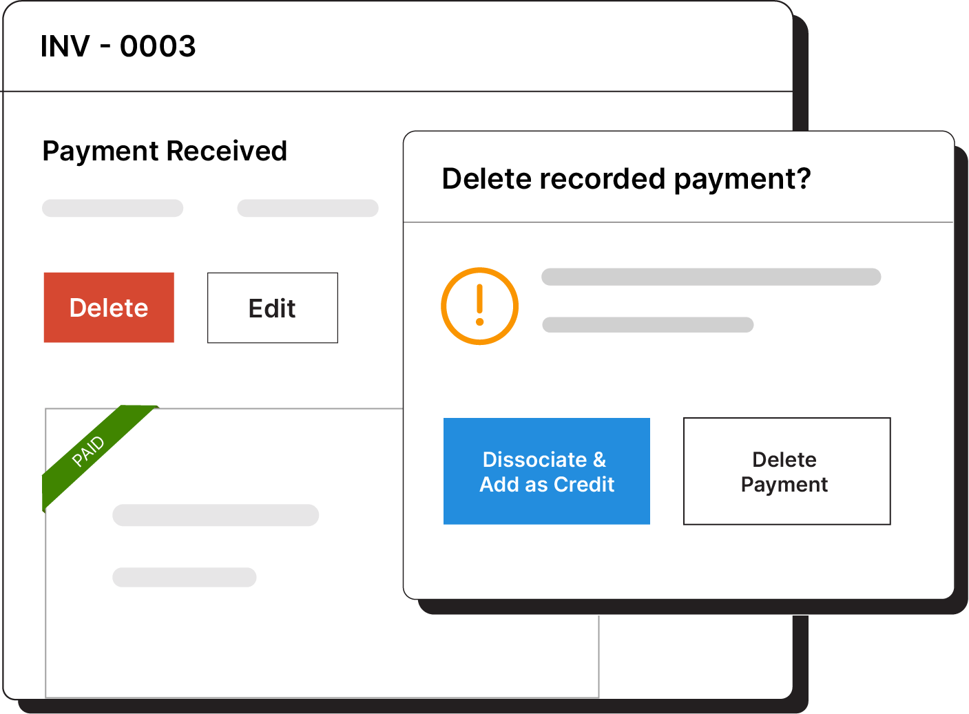  Dissociate a payment and convert it to an advance payment
