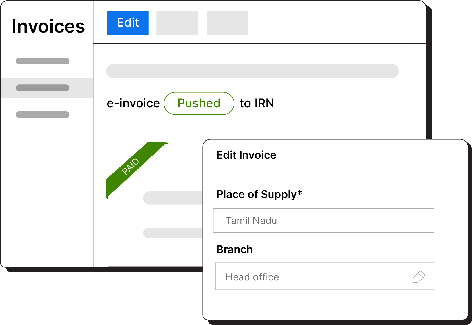 Edit e-invoices that are pushed to IRP - India edition