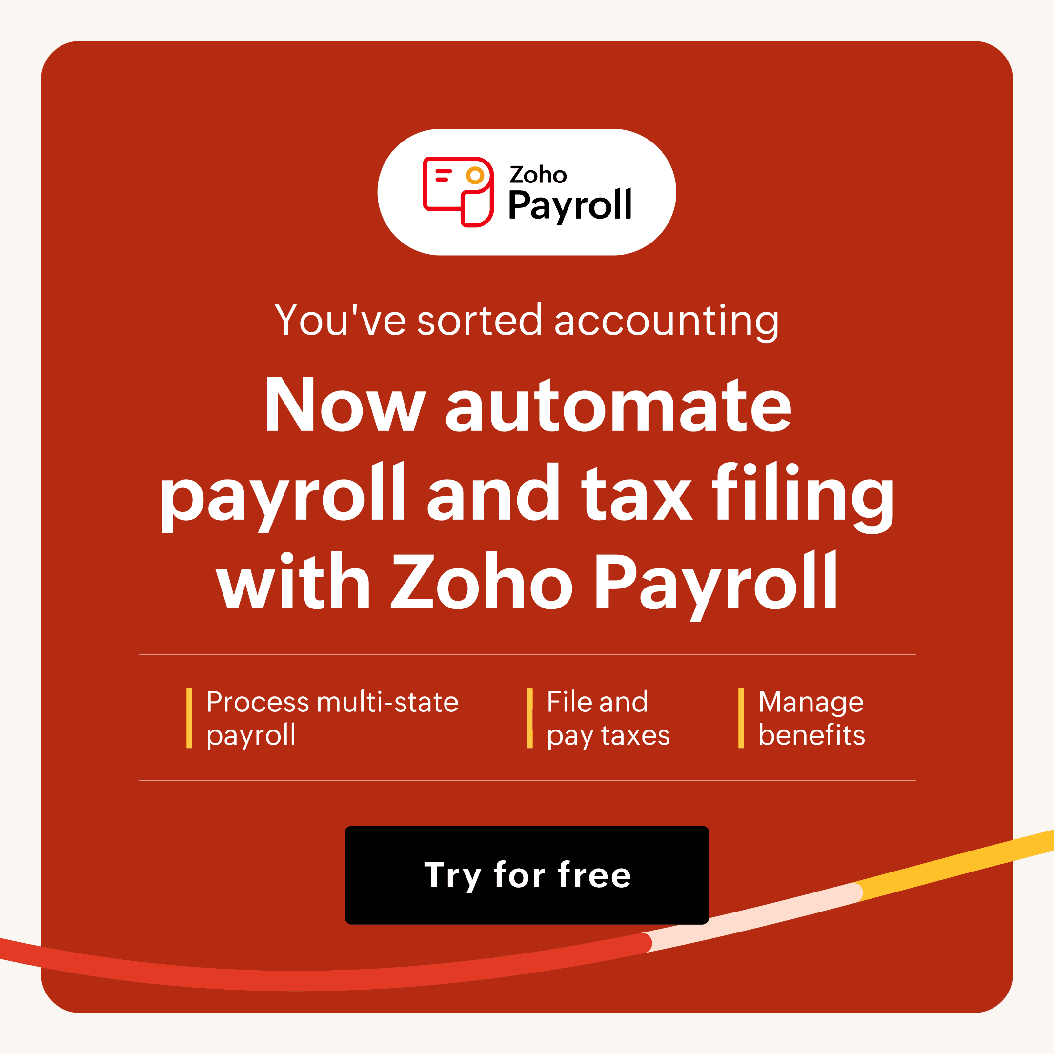 Zoho Payroll for automated payroll, tax filings, and employee payments