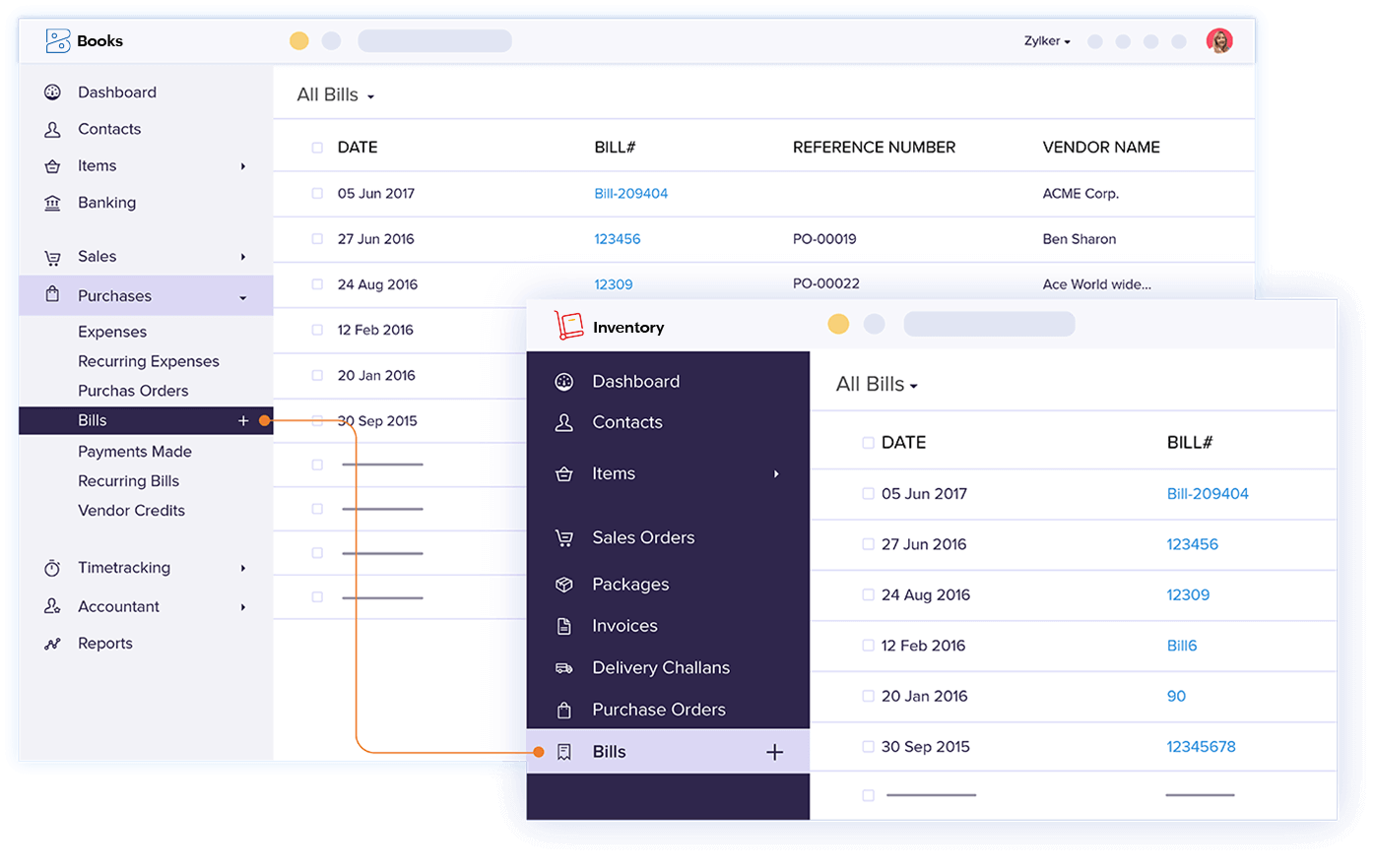 Create Bills Directly from Zoho Inventory - Zoho Inventory Integration | Zoho Books