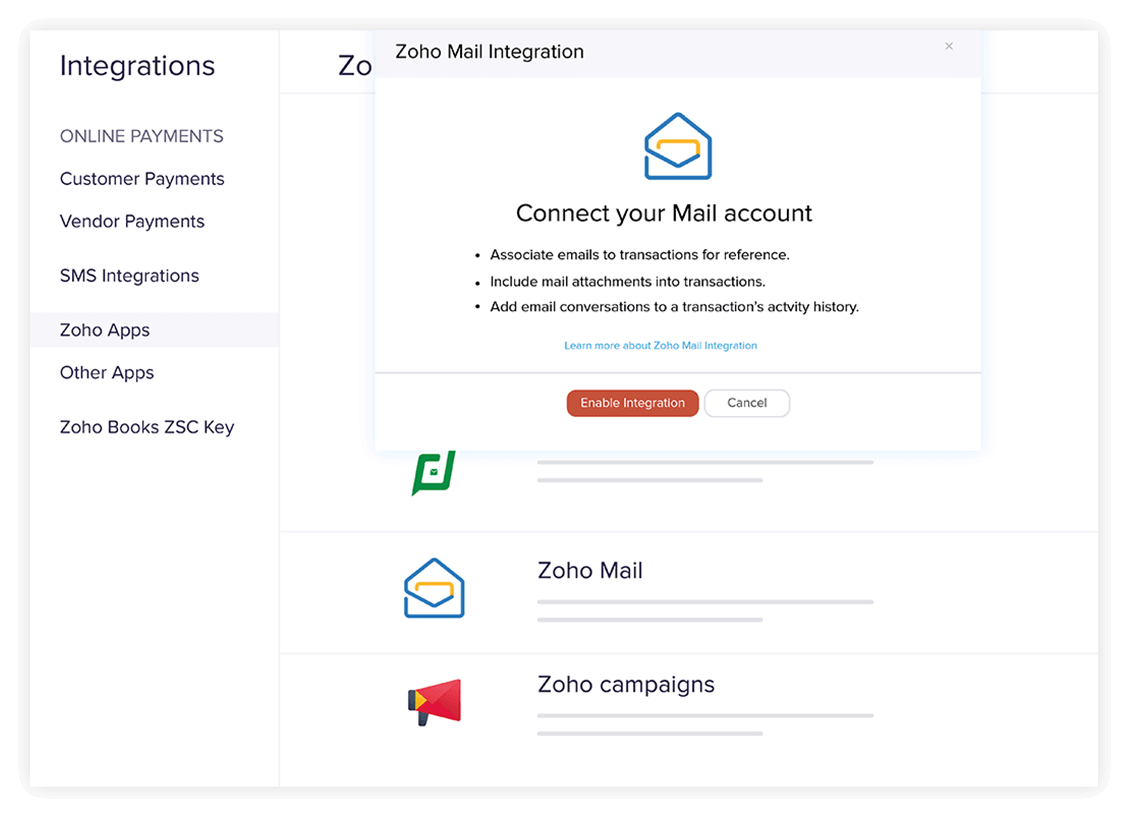 Setting up - Zoho Mail Integration | Zoho Books