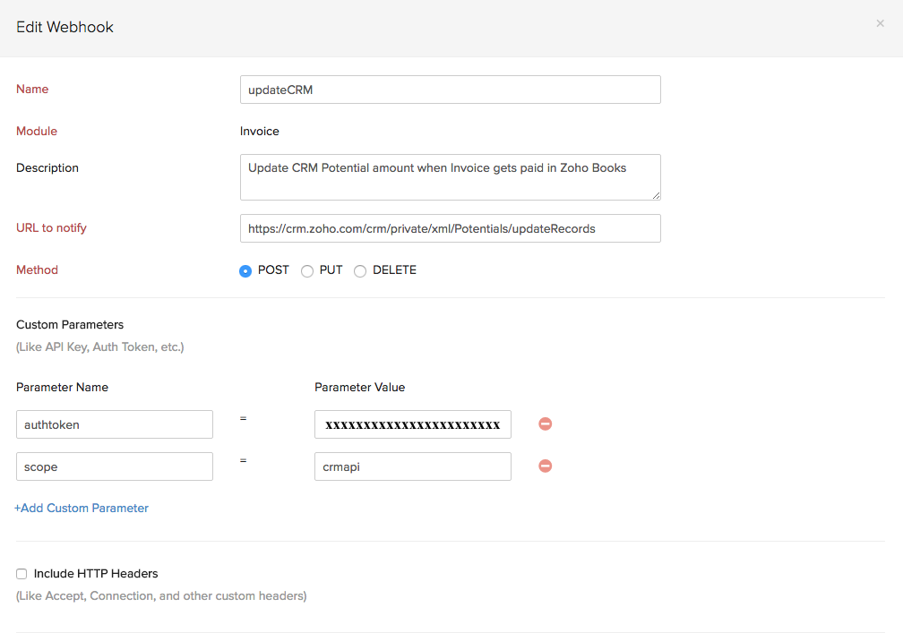 Webhook code for invoice total