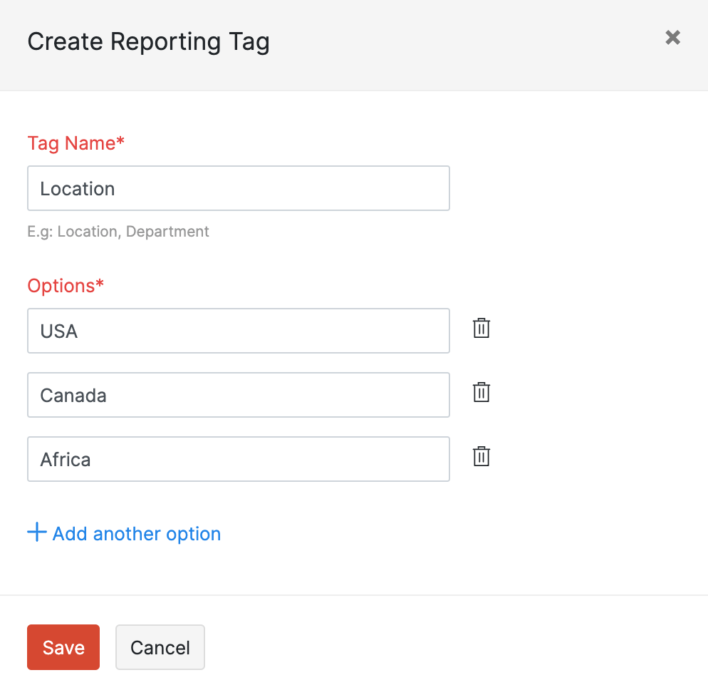 Create reporting tags