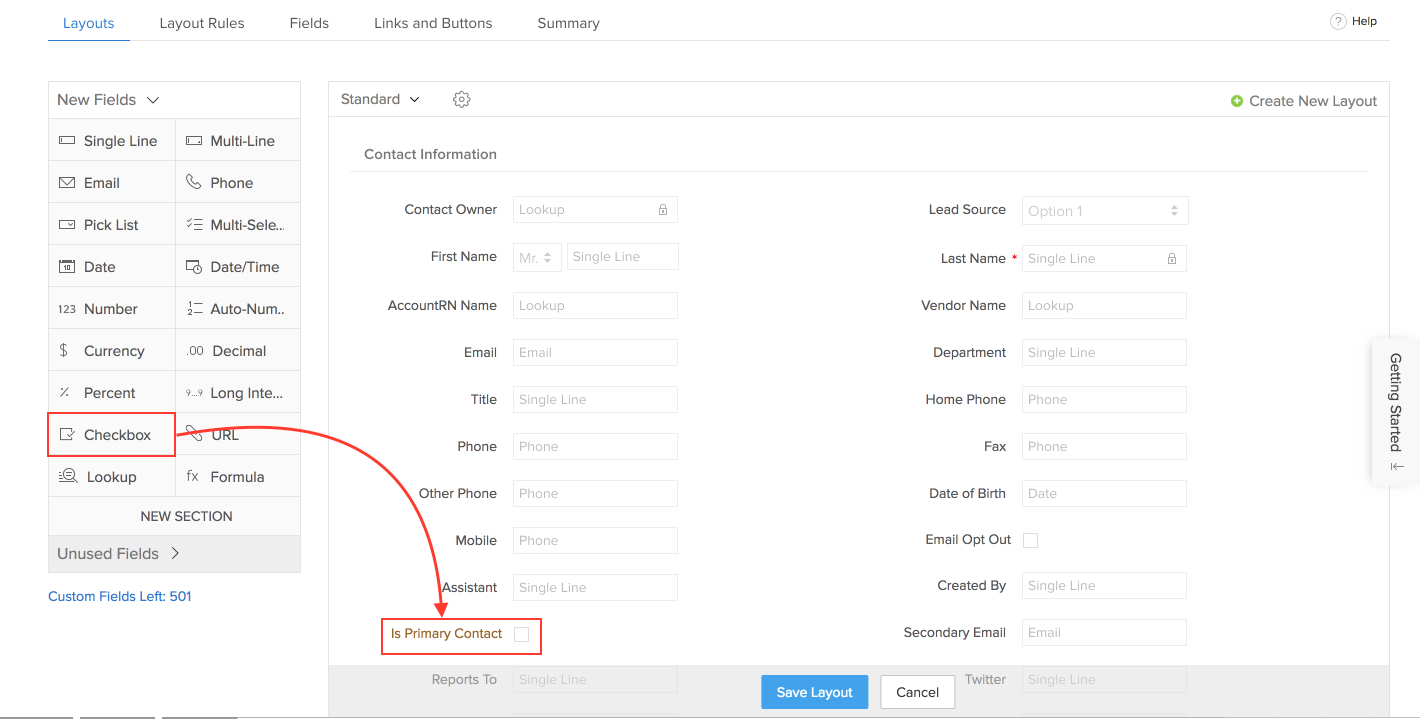 CRM Contact Layout