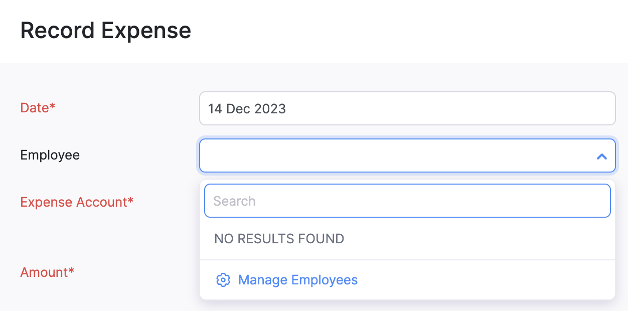 Click Manage Employees from the dropdown next to the Employee field
