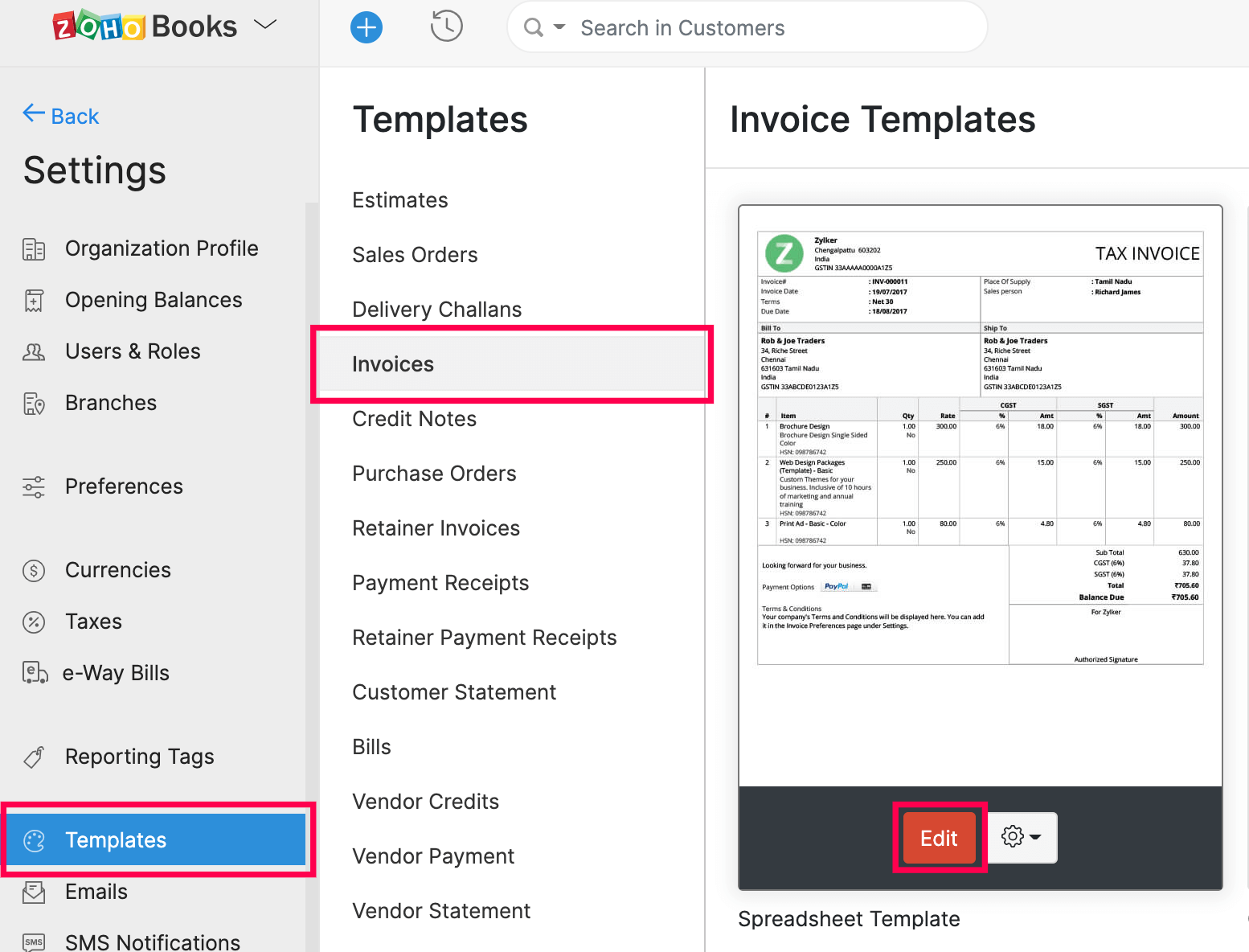 How To Change Invoice Template In Zoho Books Printable Form