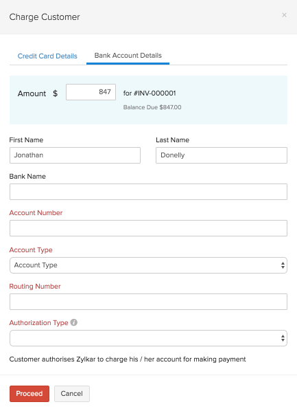 Bank Account Details