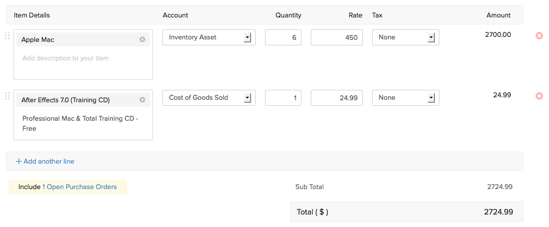 Purchase Order in ITems