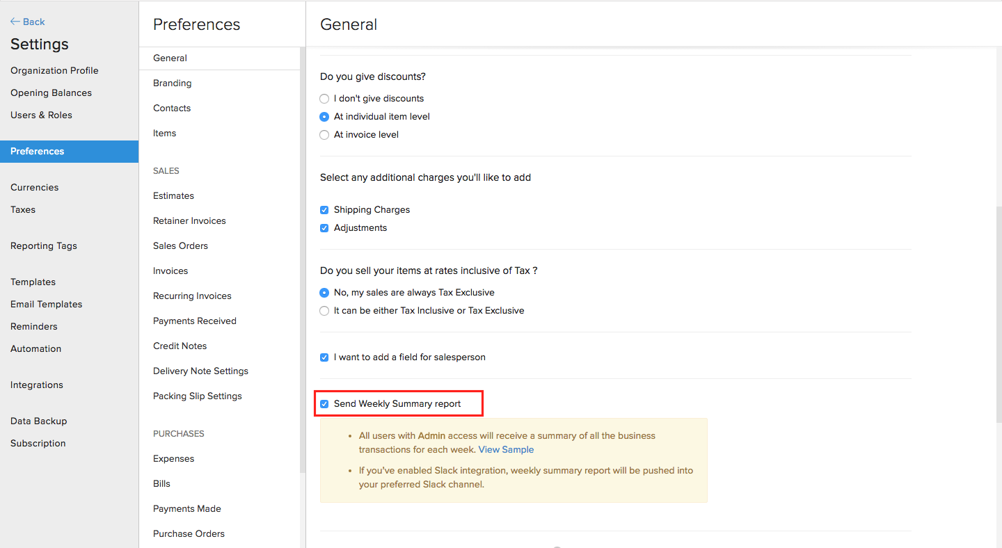 Weekly Summary Report FAQ Zoho Books