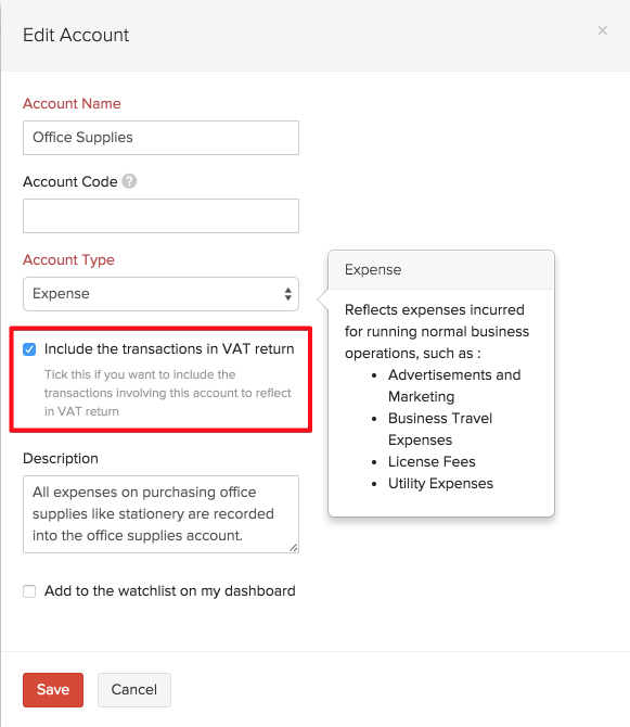 Vat Chart Of Accounts