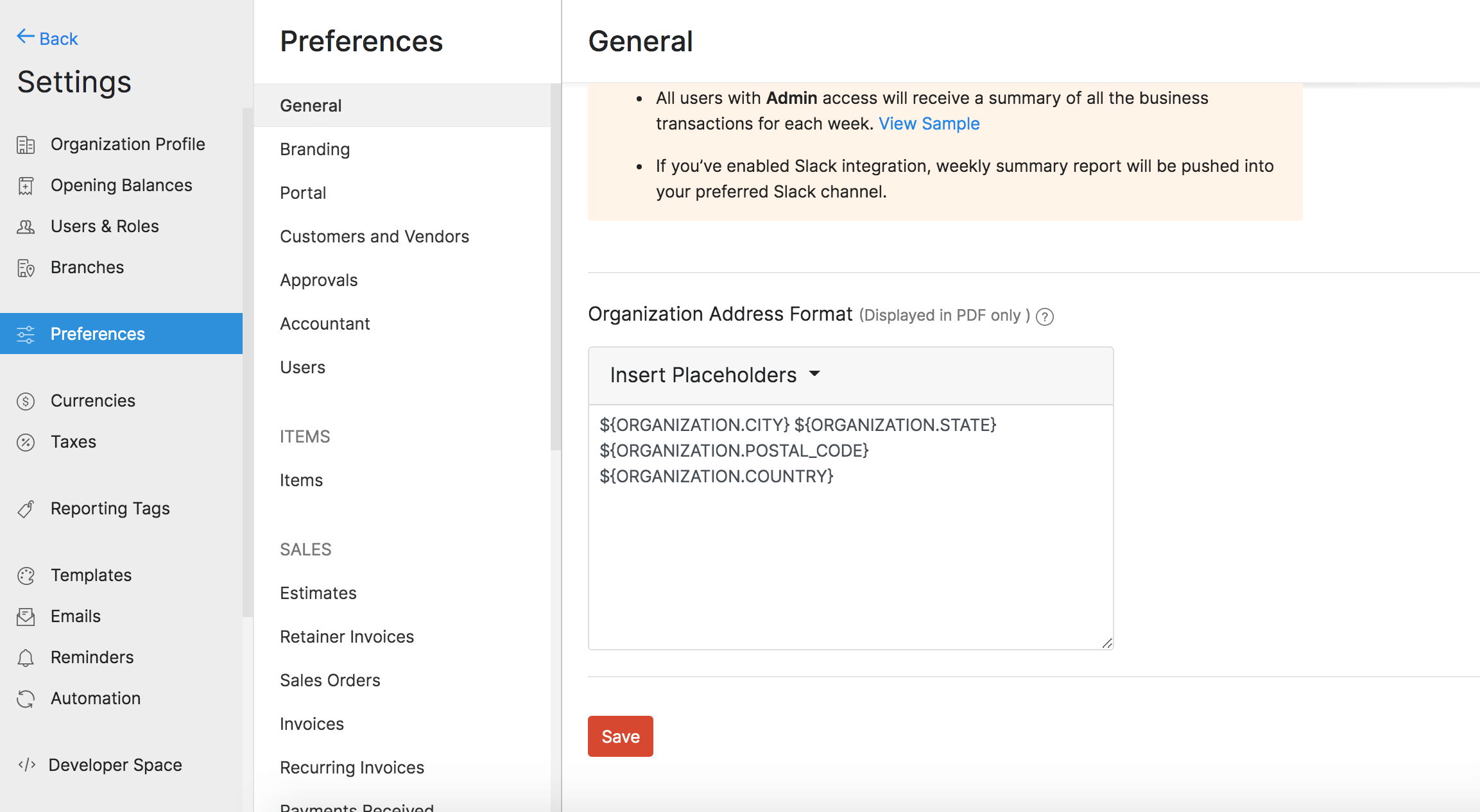 Change Organization Format