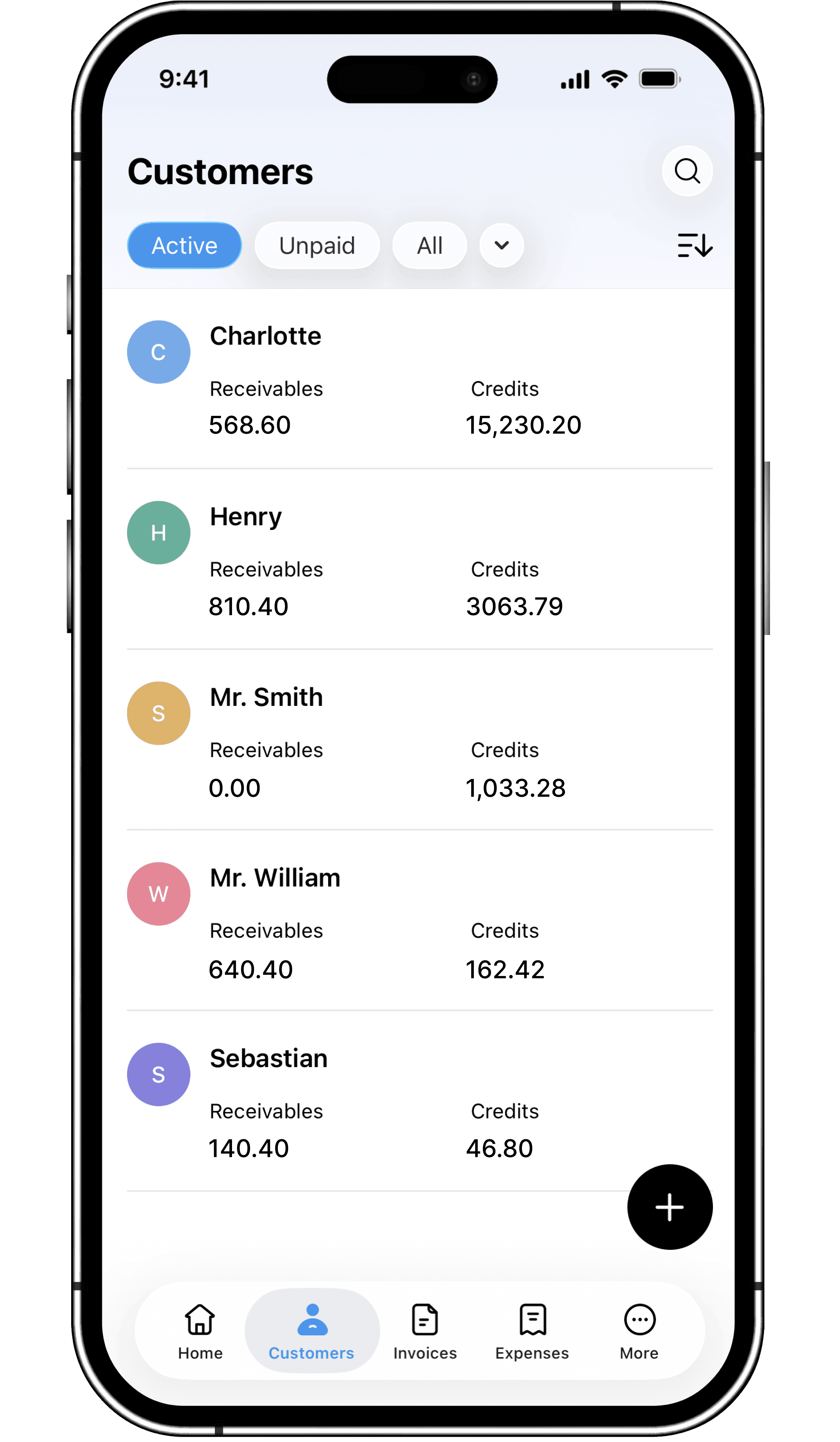 Customer contacts and transactions in one mobile view