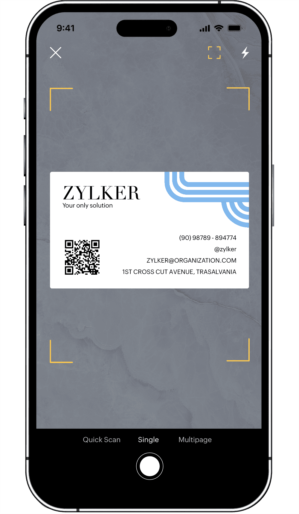 Scanner with a visiting card