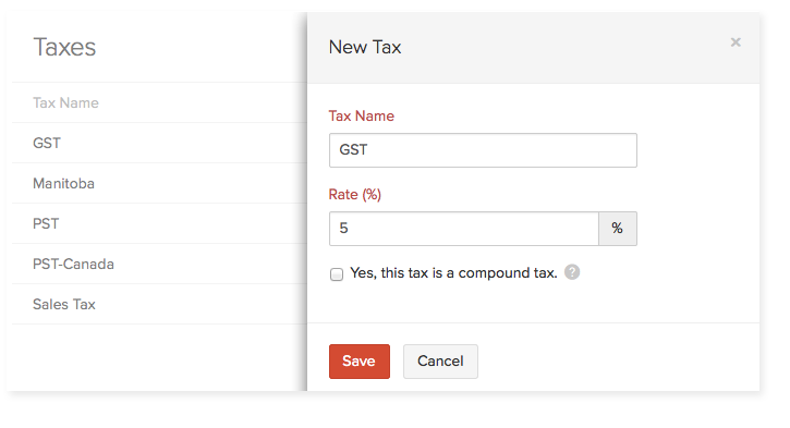 Add taxes in Zoho Books