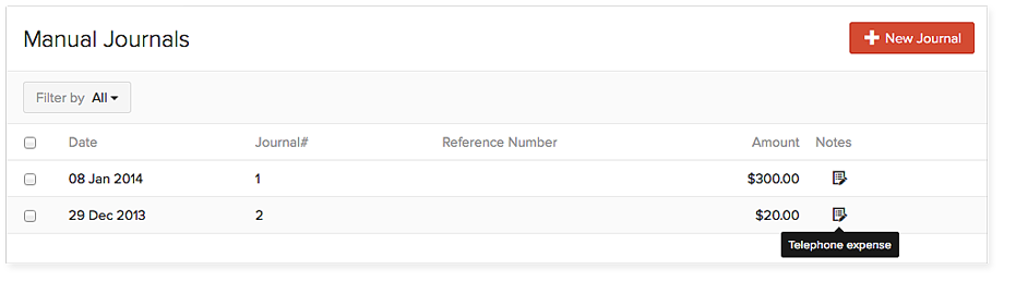 Manual journal enteries in Zoho Books