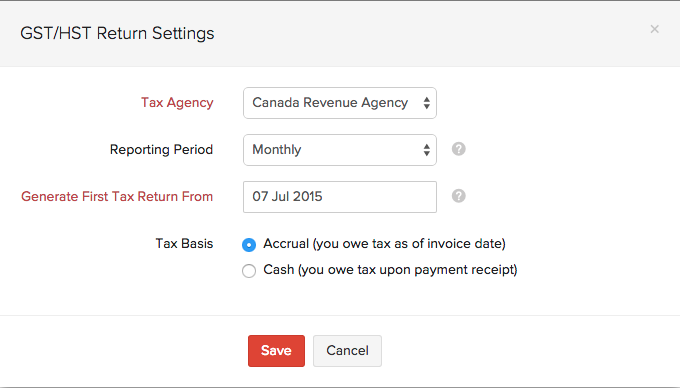 GST/HST Settings