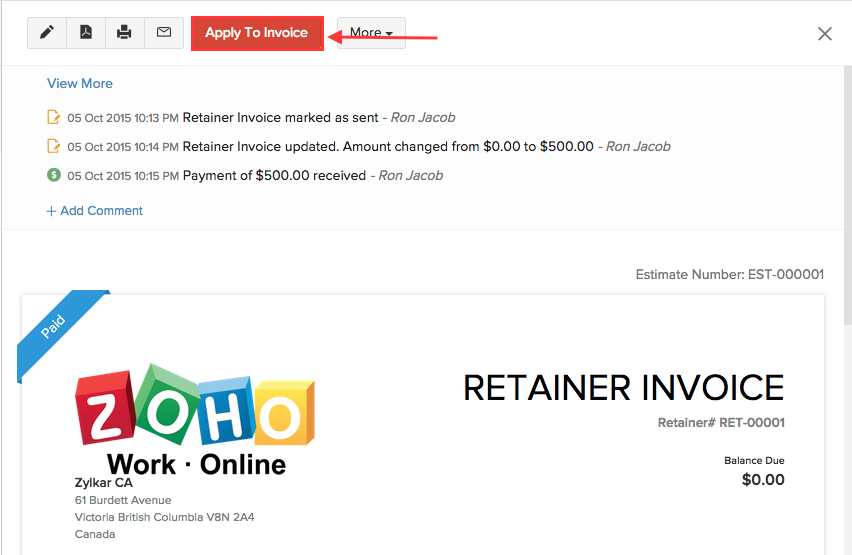 Apply to Invoice