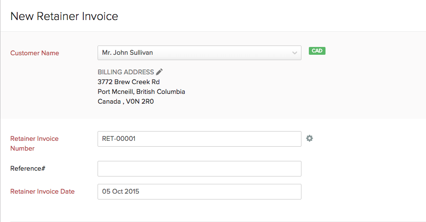 Customer details