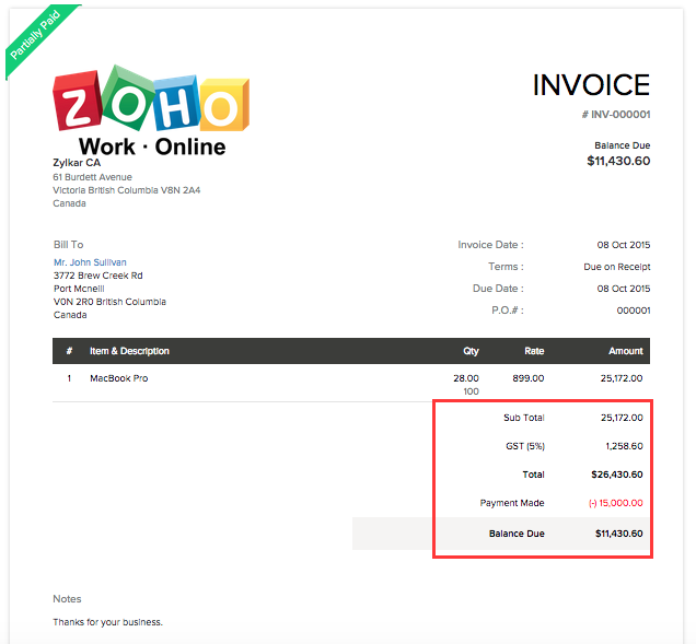 Adjustment in Invoice