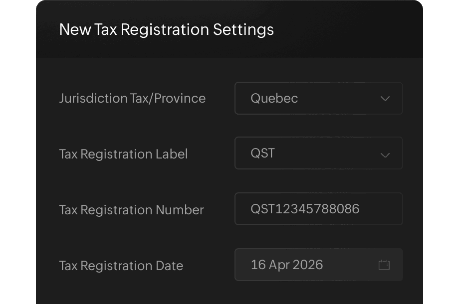 Capture tax registrations