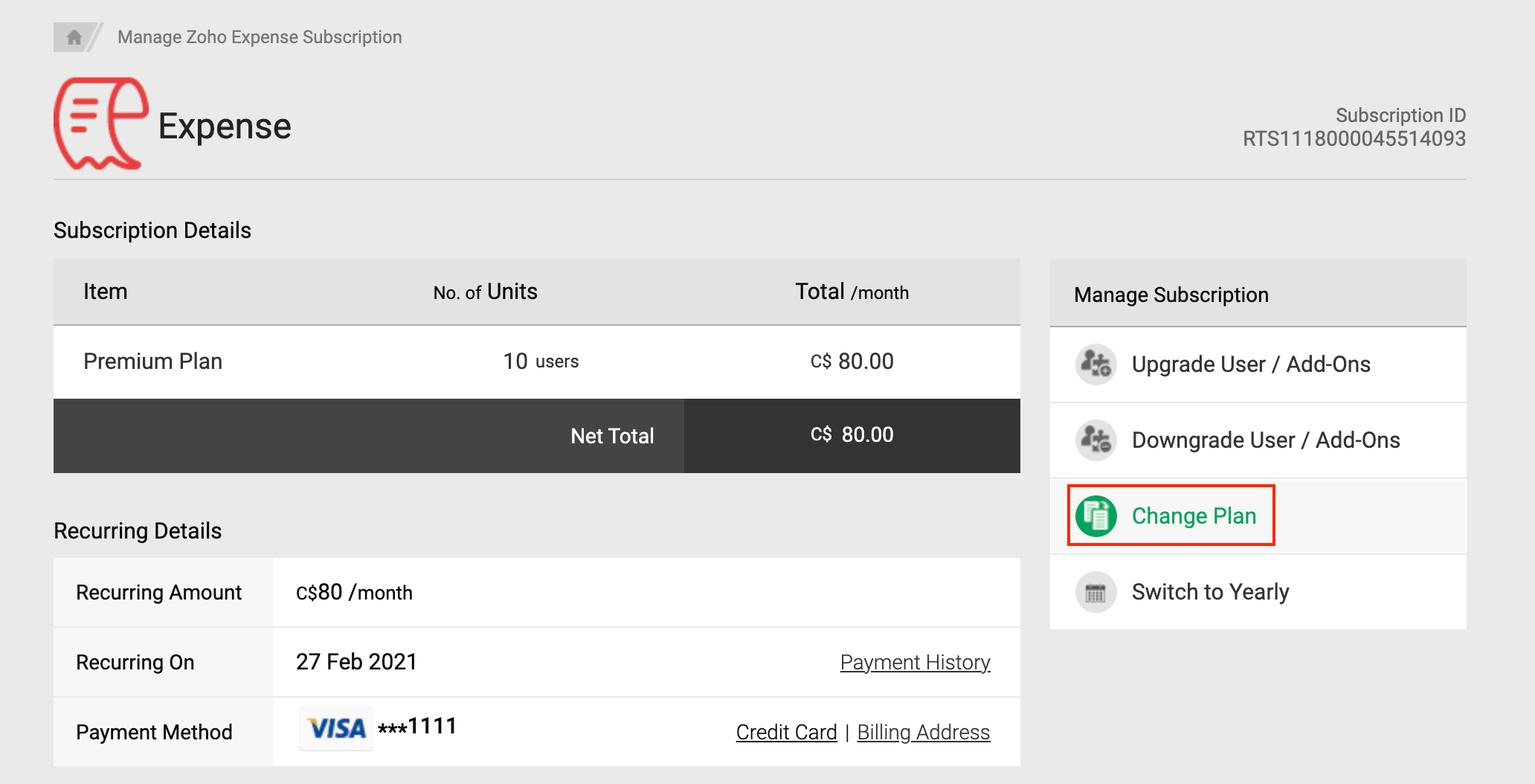 Downgrade Your Subscription