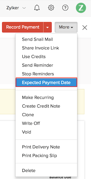 Set Expected Payment Date