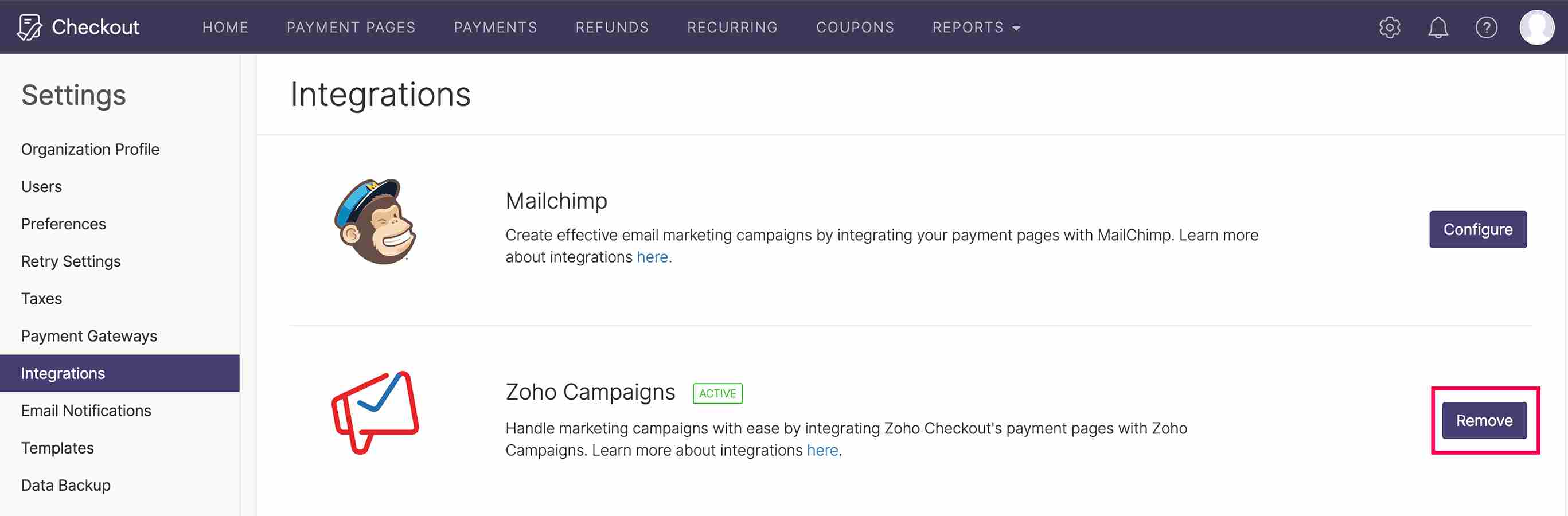 Delete Zoho Campaigns