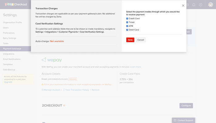 Transaction Charges -  Zoho Mercado Pago Integration | Zoho Checkout