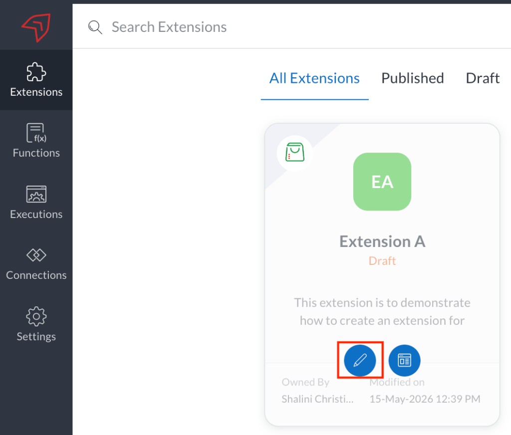 Click the Edit Extension button