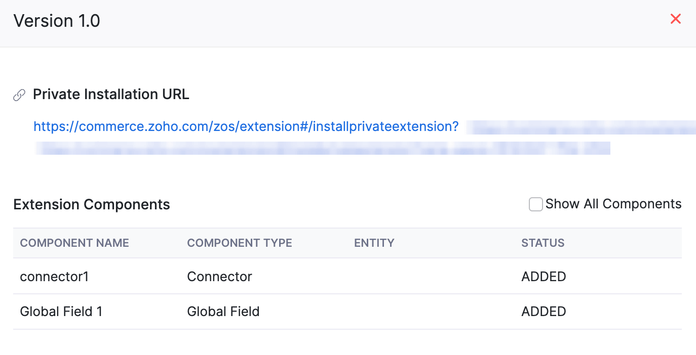 Privation installation URL of a extension version