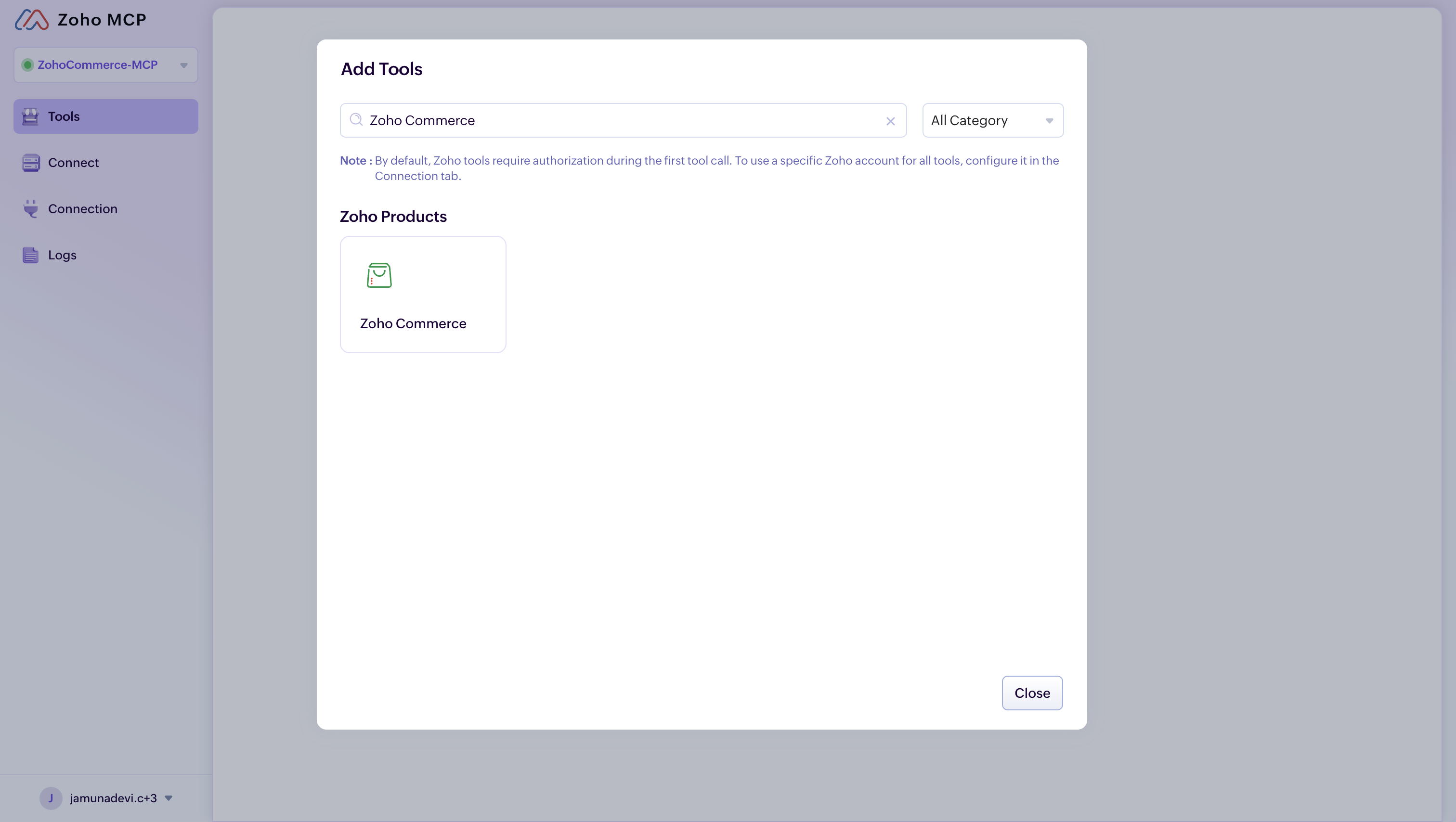 Connect via Zoho MCP