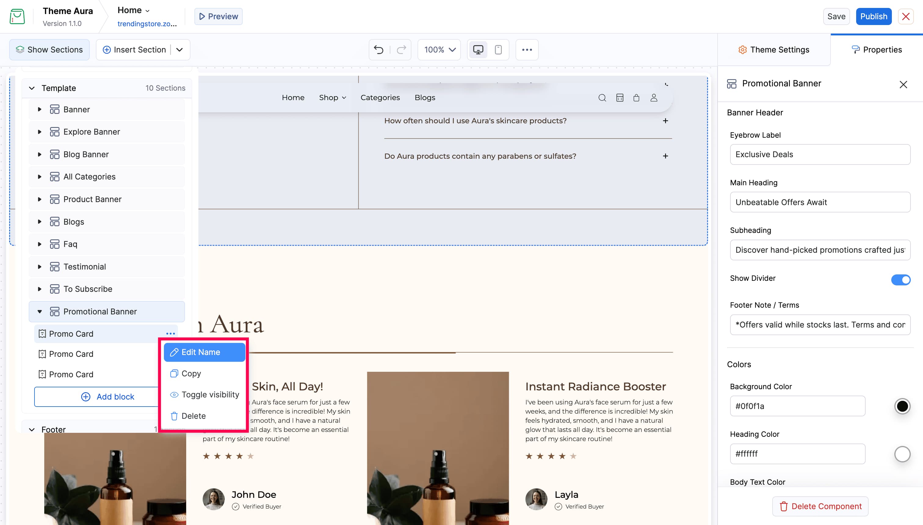Block Context Menu