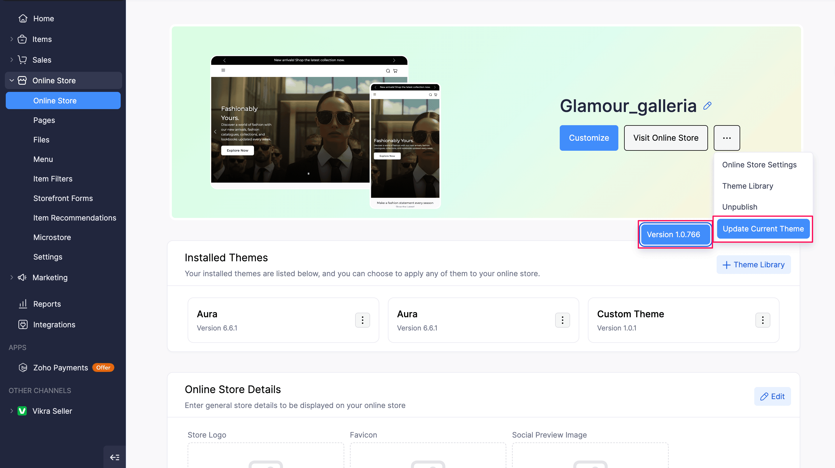 Update Current Theme