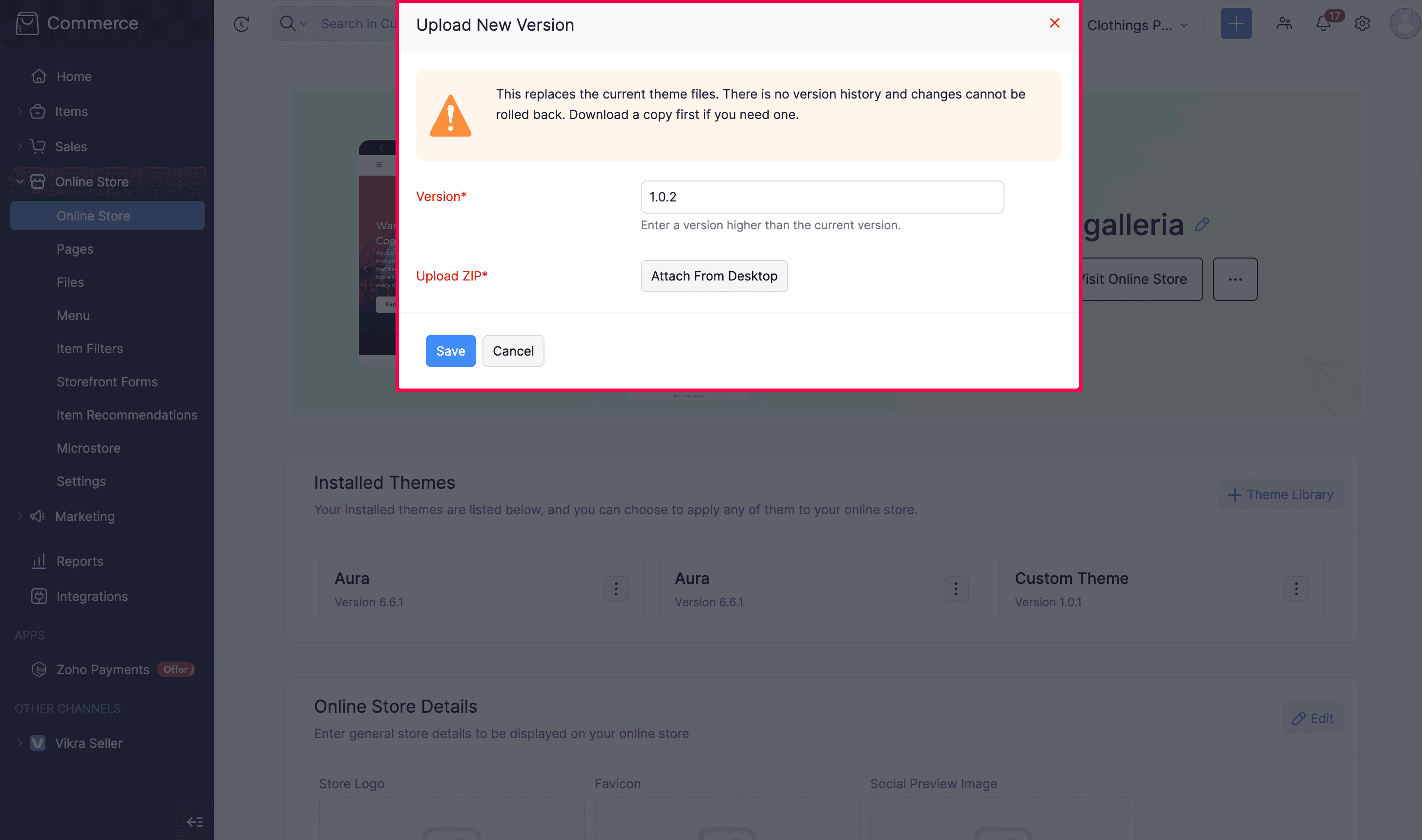 Upload New Version of Custom Theme