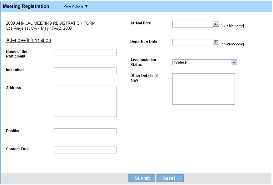 Meeting Registration Form