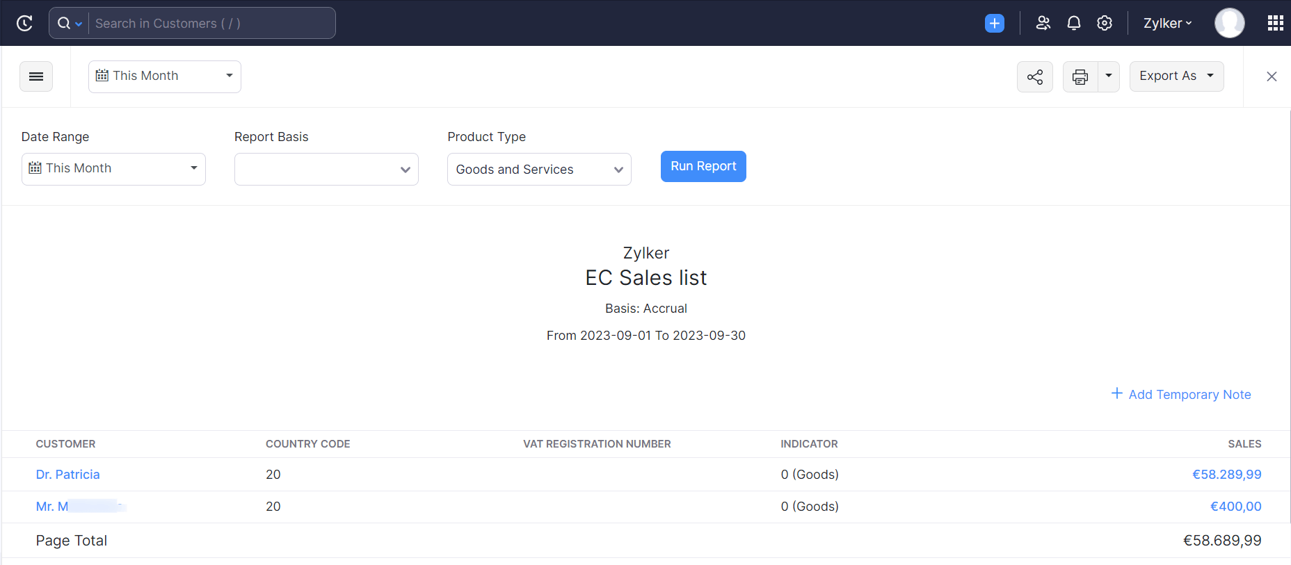 EC Sales List