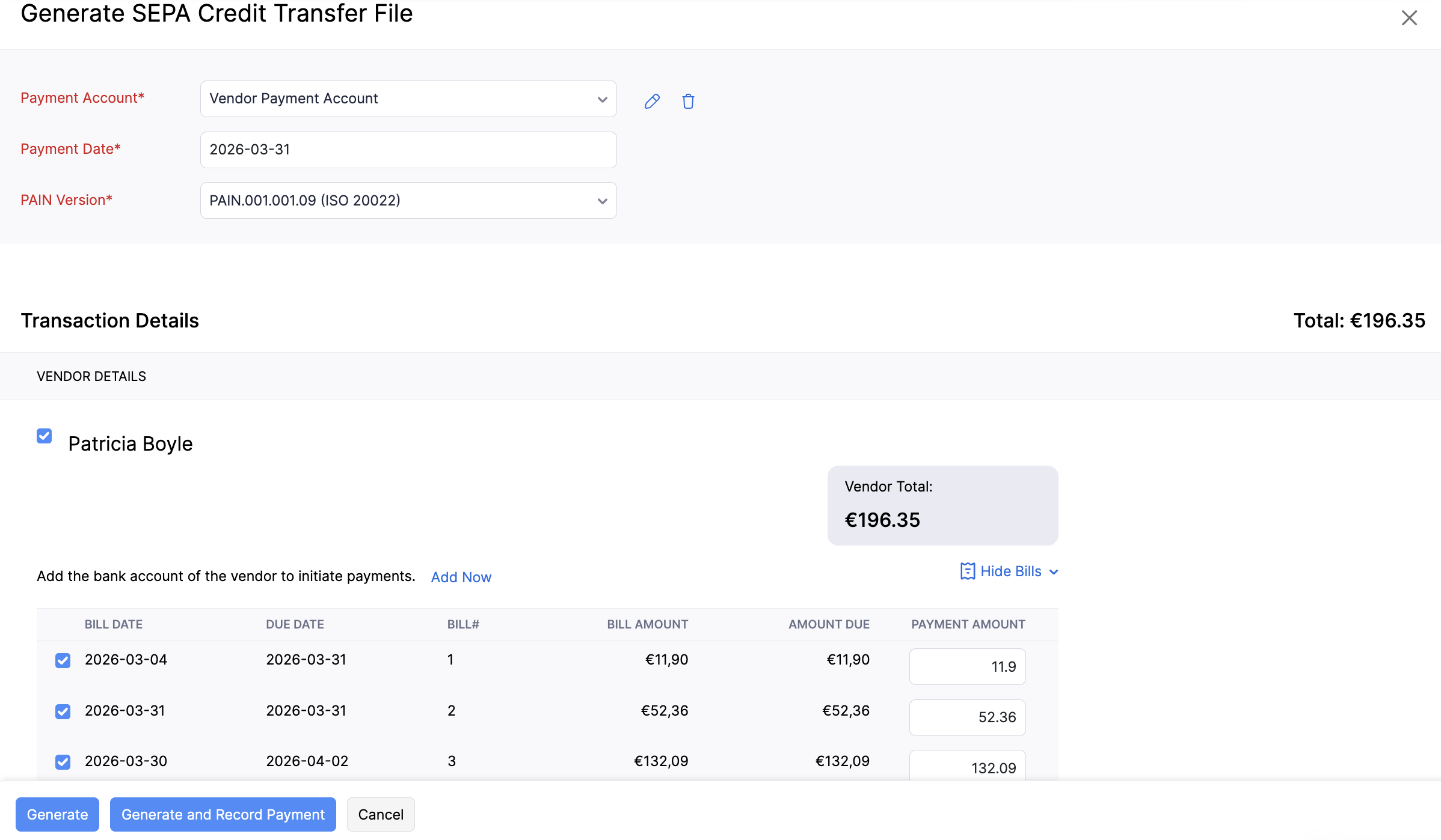 SEPA Generation Page