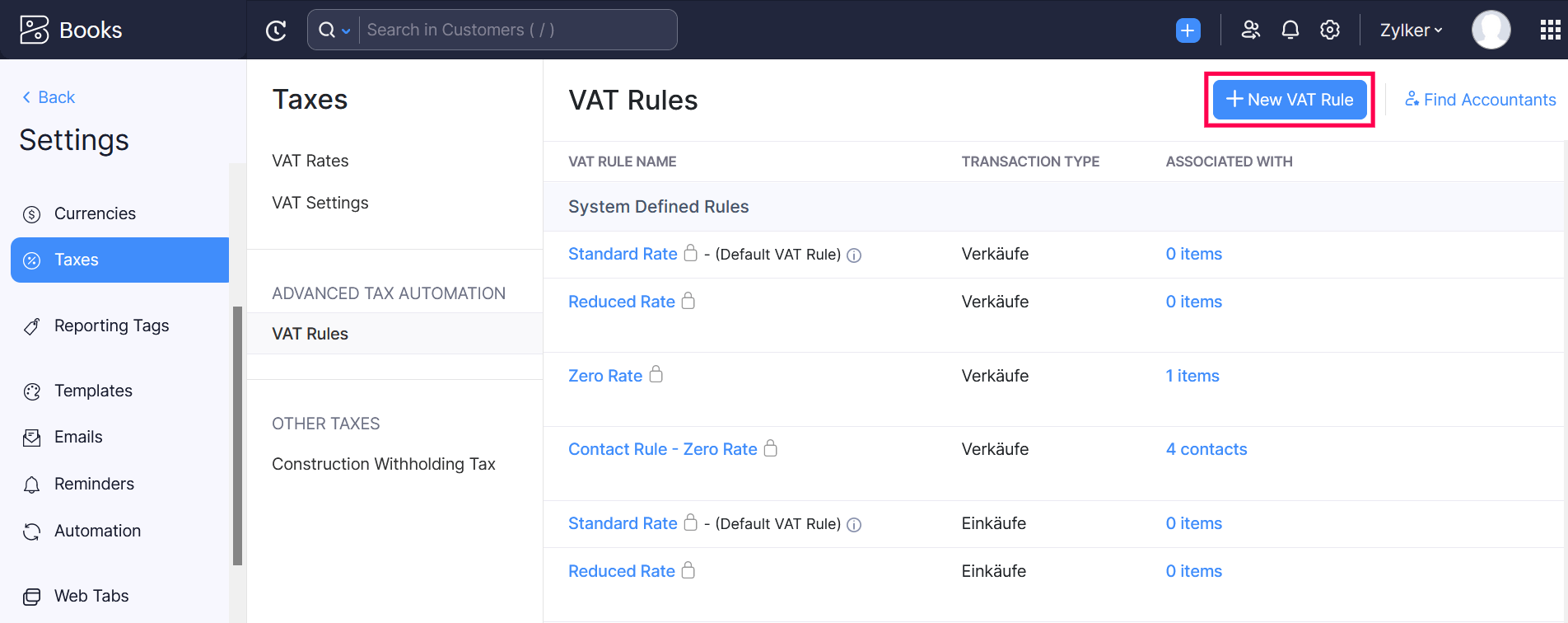Create VAT Rule