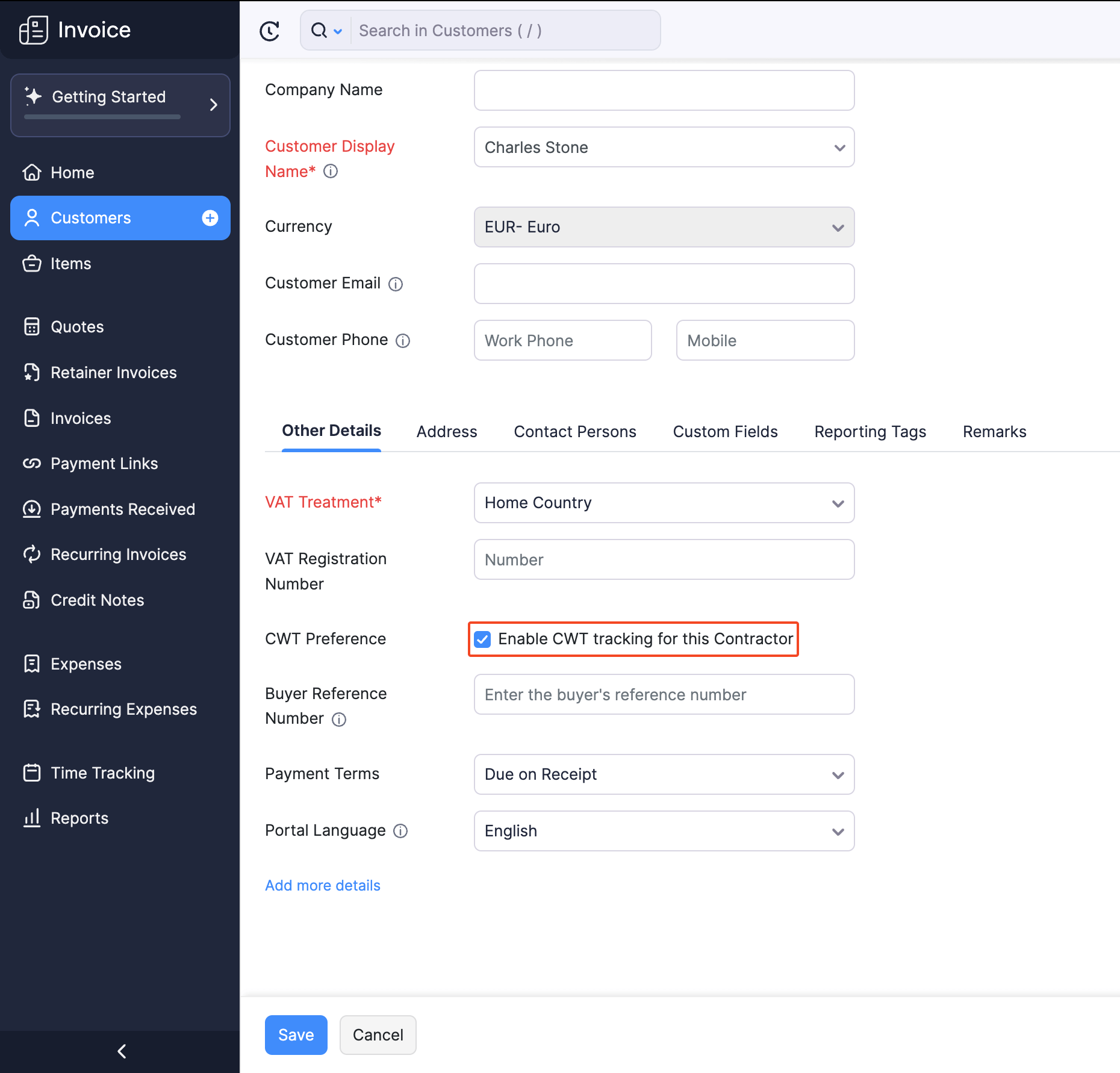 Enable CWT Tracking