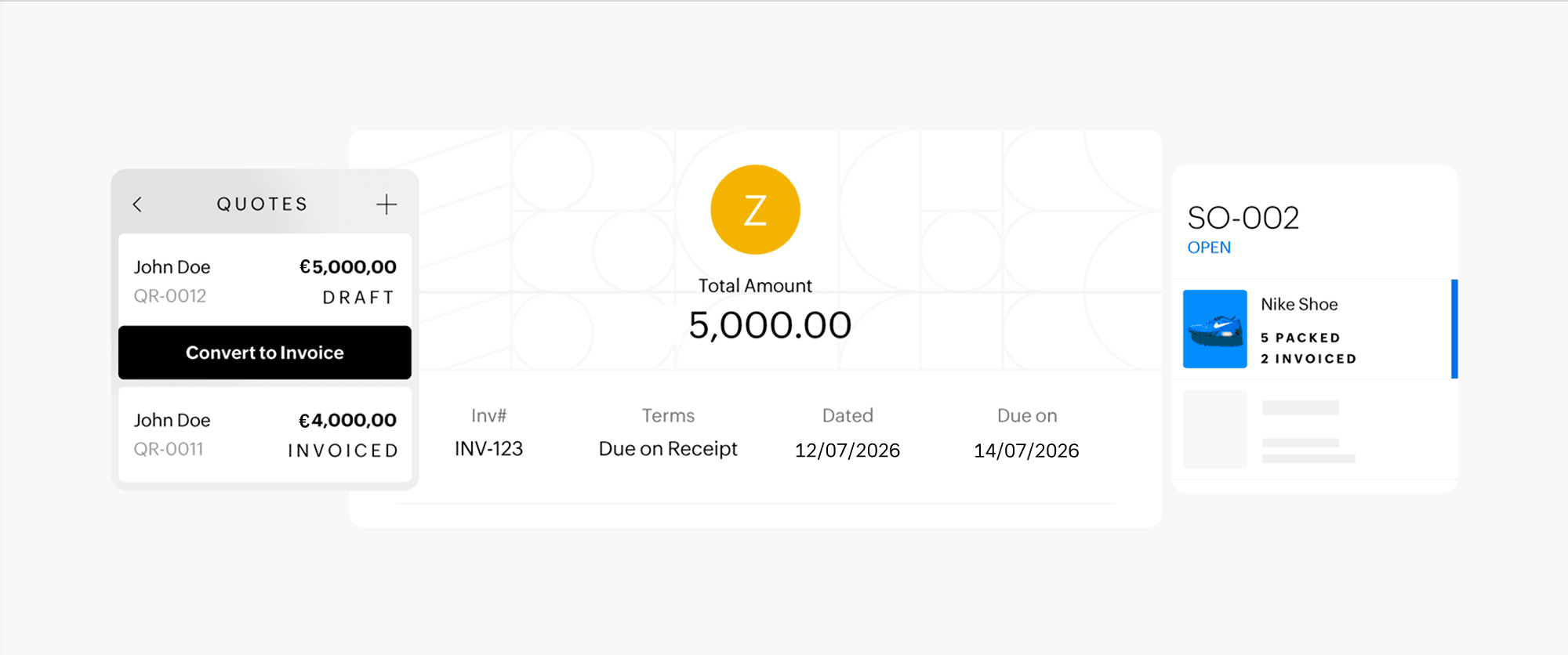 Sending quotes, invoices, and sales orders from Zoho Books accounting software