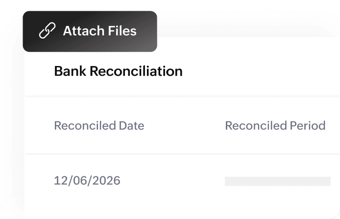 File attachment options see against a bank reconciliation statement.